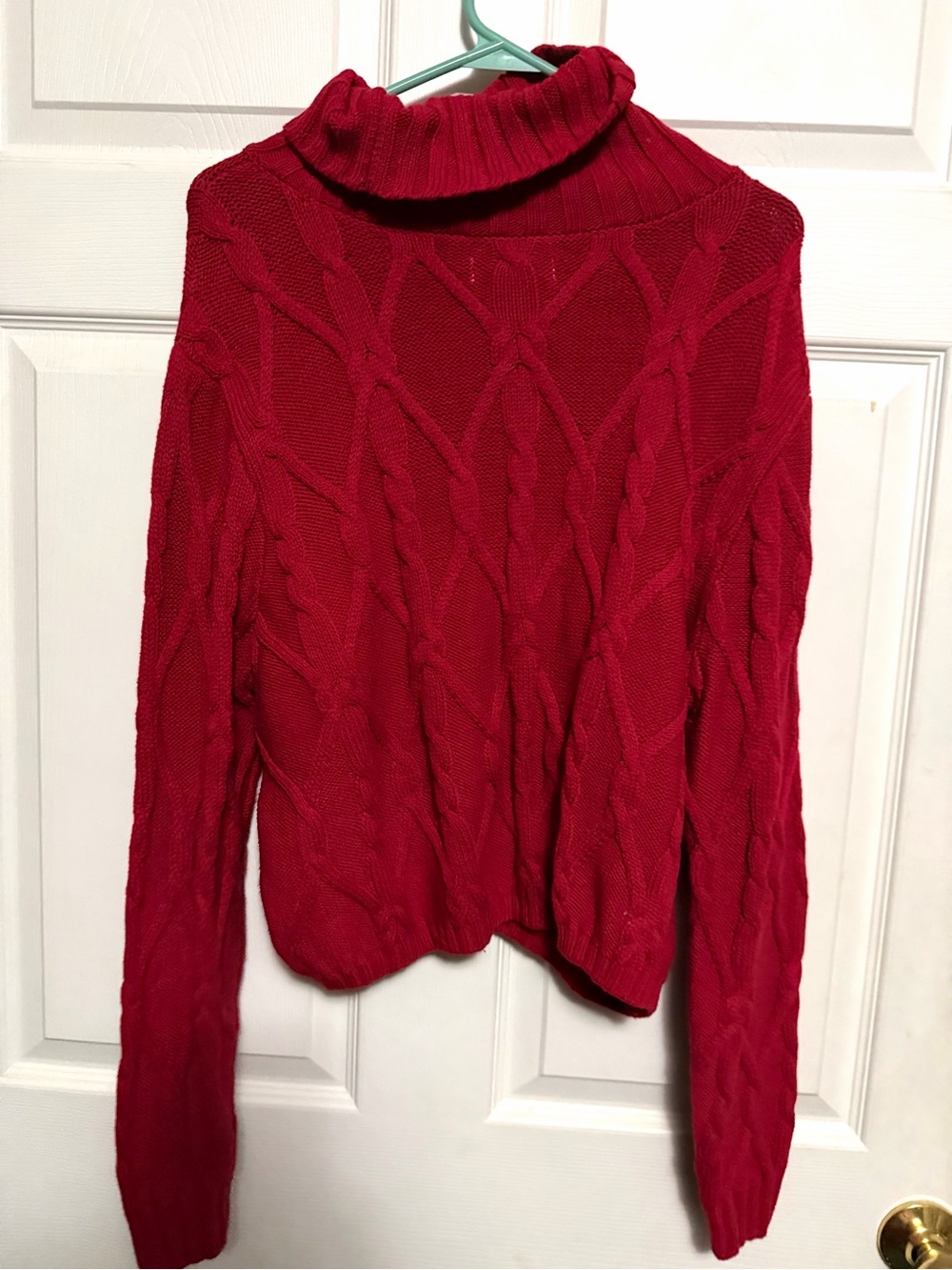 Hollister Red Cable-Knit Turtleneck Sweater